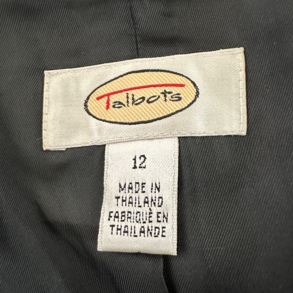 Talbots Coat/Blazer Wool Herringbone Womens 12 Pockets Leather Collar Academia - Picture 3 of 16
